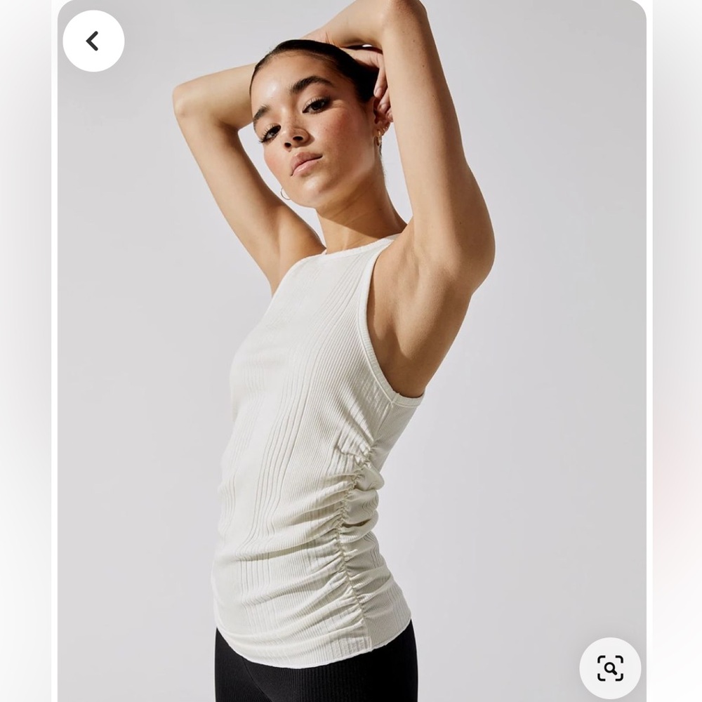NSF ruched ribbed tank top. Ivory color. Size M. Excellent condition
